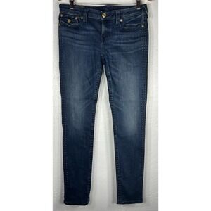 True Religion Womens Blue Studded Skinny Jeans Size 28